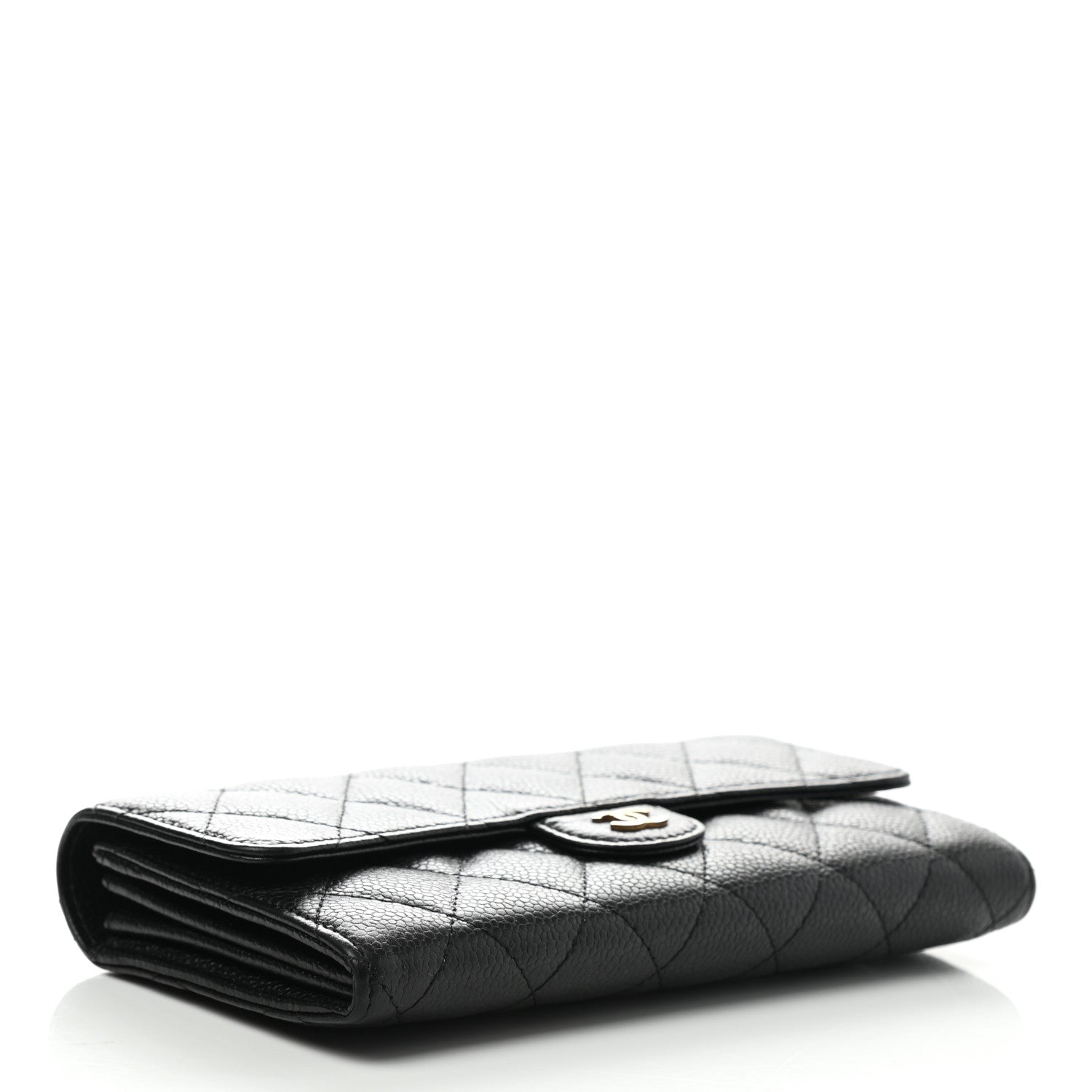 Chanel Caviar Quilted Large Gusset Flap Wallet Black 4 of 9