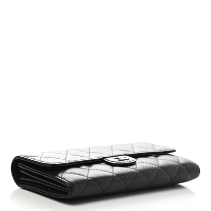 Chanel Caviar Quilted Large Gusset Flap Wallet Black 4 of 9