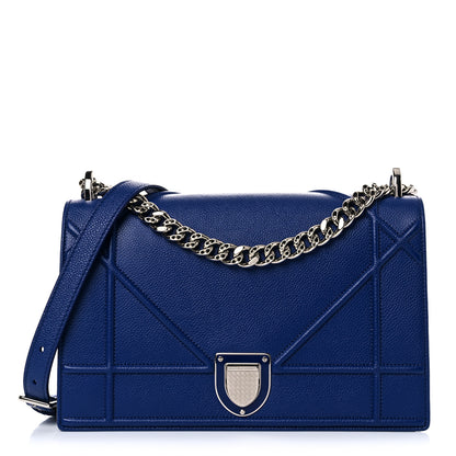 Christian Dior Grained Calfskin Medium Diorama Flap Bag Blue 1 of 18