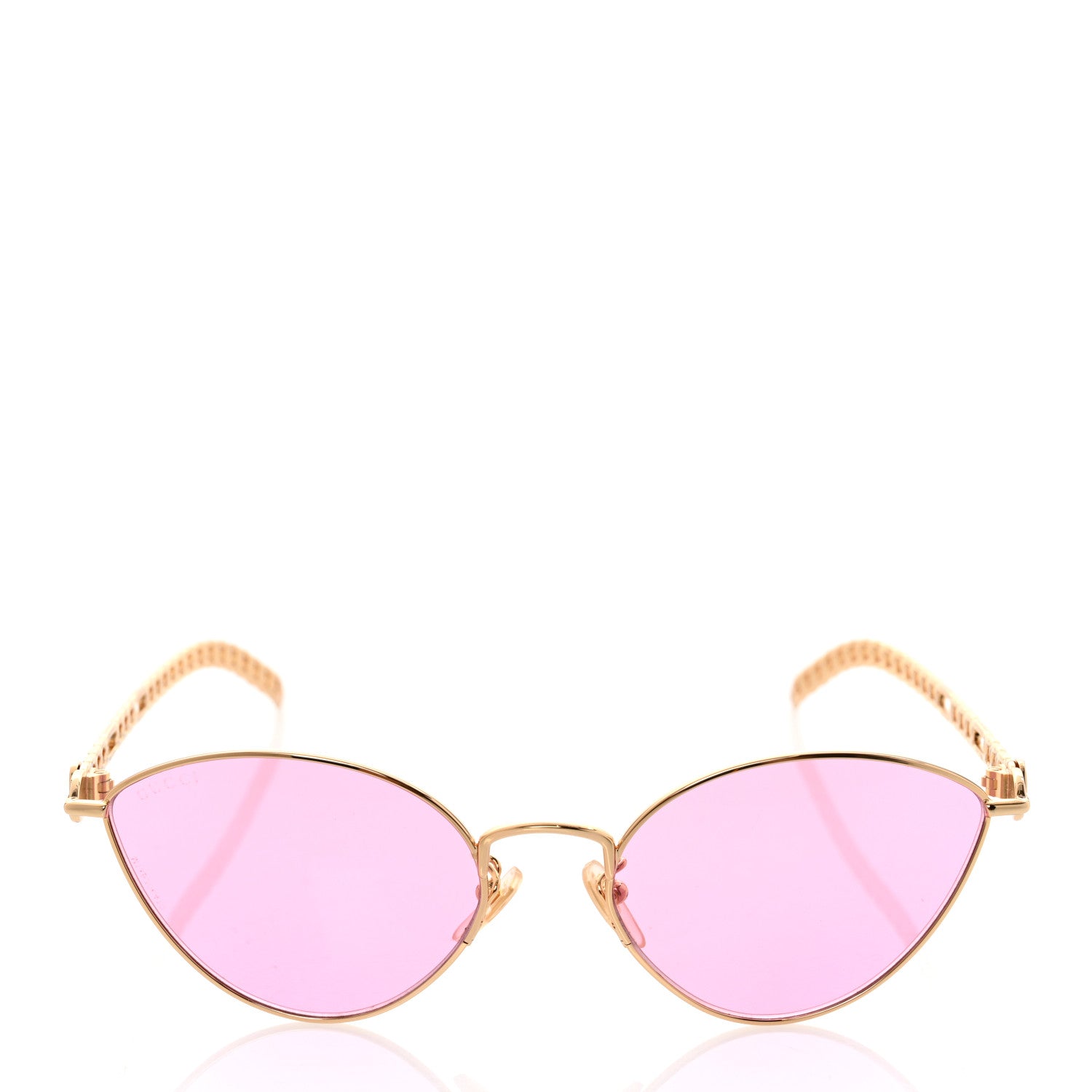 Gucci Metal Chain Cat Eye GG0977S Sunglasses Havana Pink 2 of 7