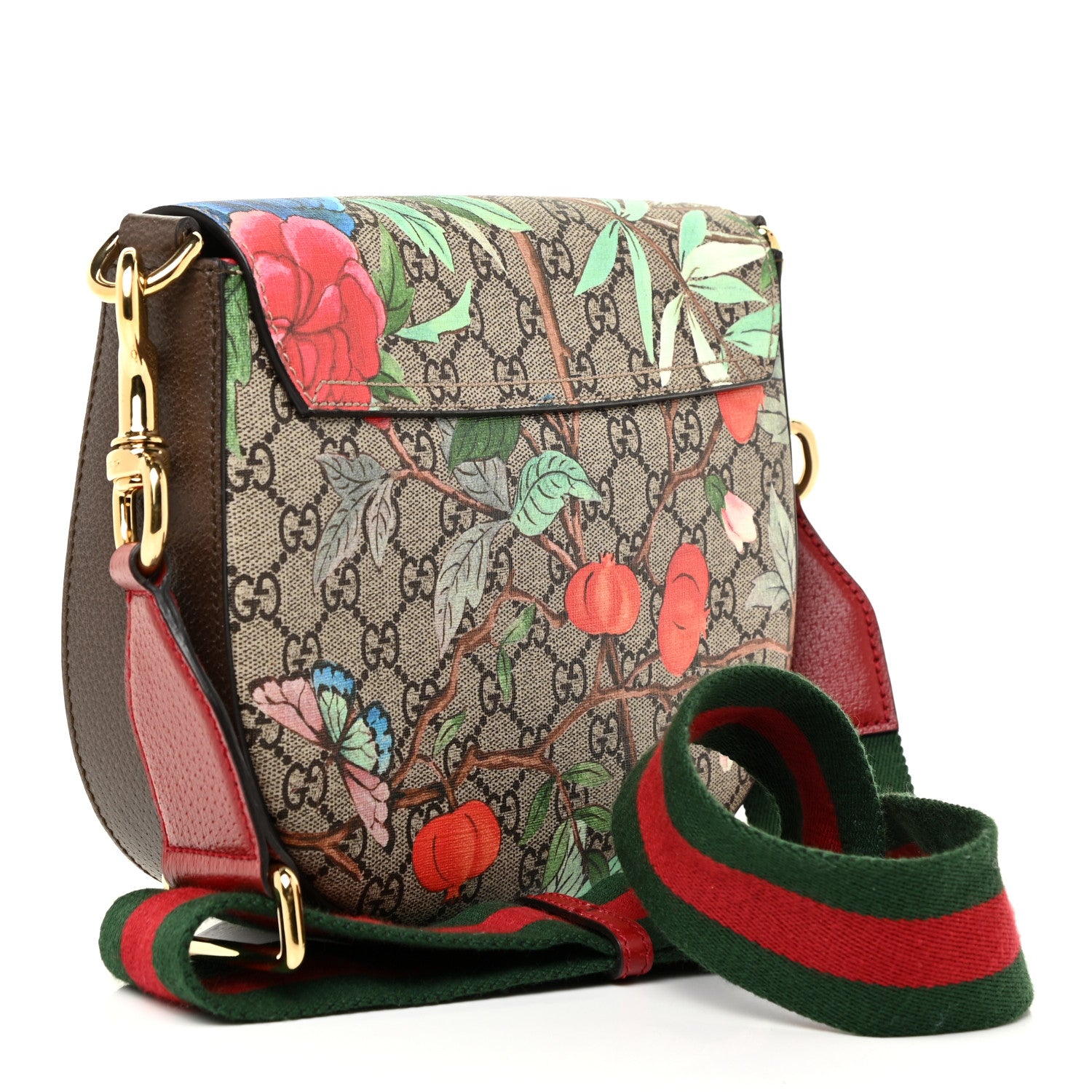 Gucci GG Supreme Monogram Tian Web Medium Padlock Messenger Shoulder Bag Beige Multicolor New Acero 3 of 16