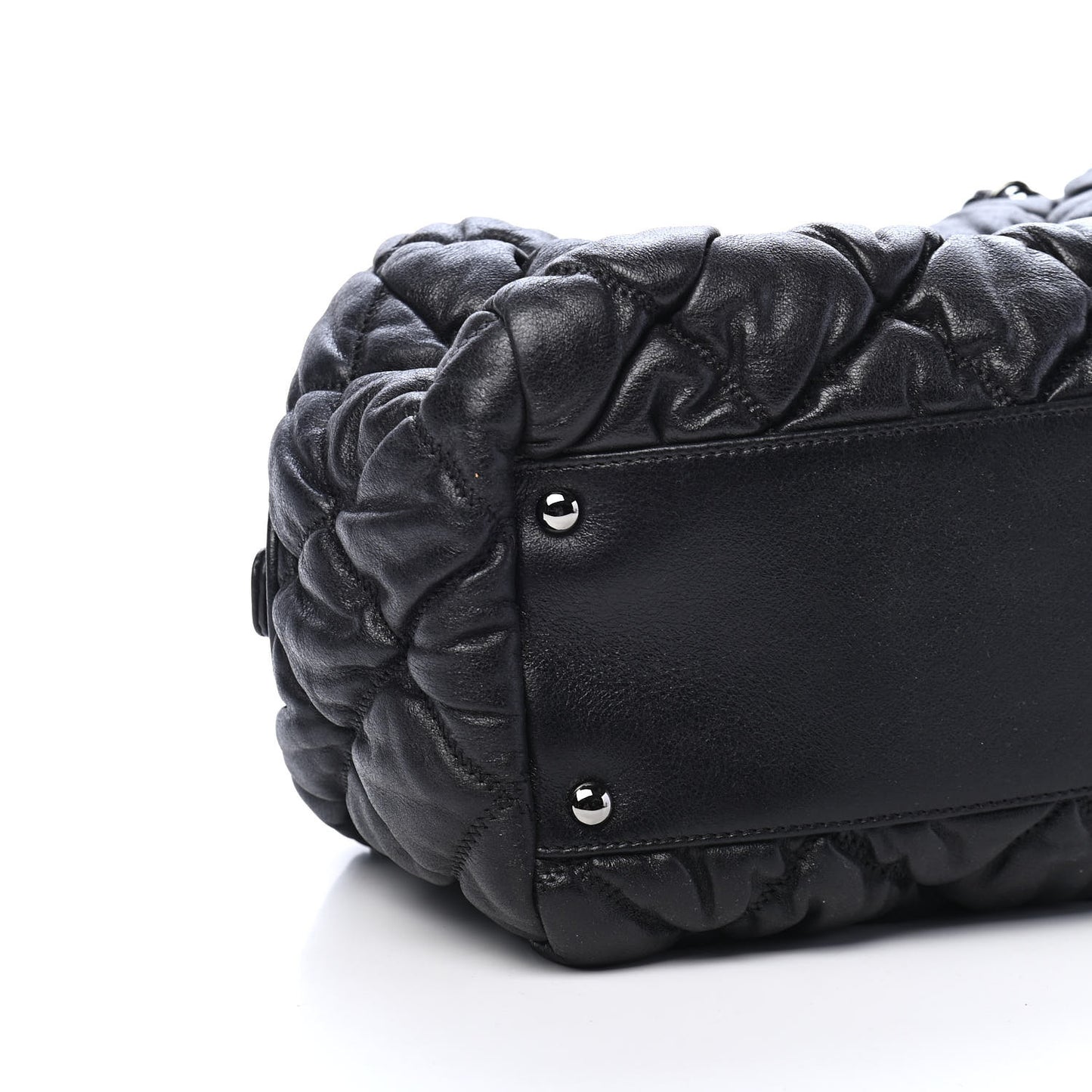 Calfskin Bubble Quilt Bowler Black