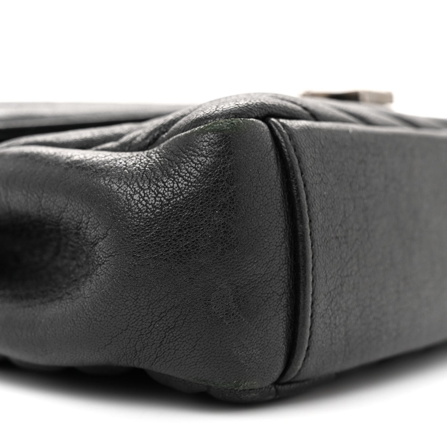 Sheepskin Matelasse Chevron Monogram Medium College Bag Black