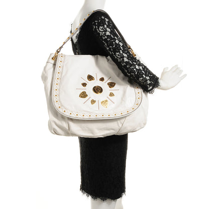Gucci Calfskin Studded Large Irina Shoulder Bag White 2 of 8