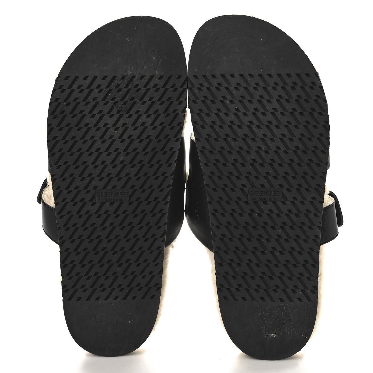 Calfskin Woolskin Mens Chypre Sandals 41.5 Black Ecru