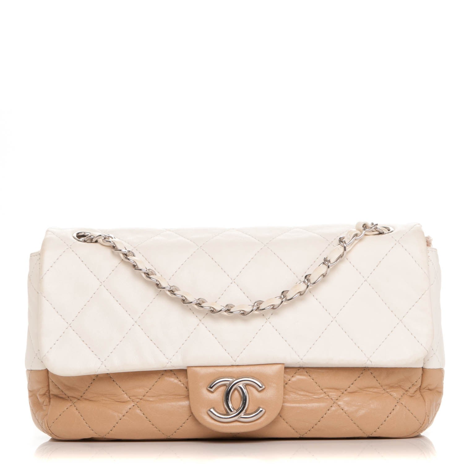 Chanel Lambskin Quilted Medium Flap Beige White 1 of 9