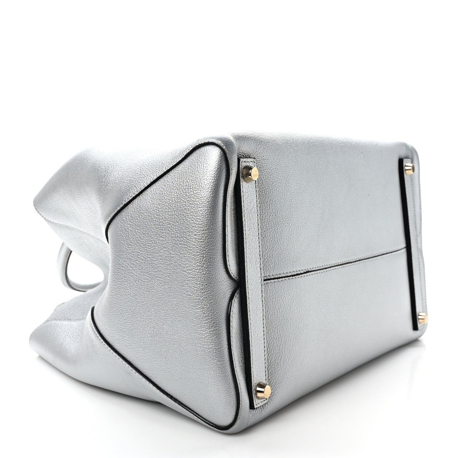 Christian Dior Metallic Supple Grained Calfskin Medium Open Bar Tote Silver 7 of 10