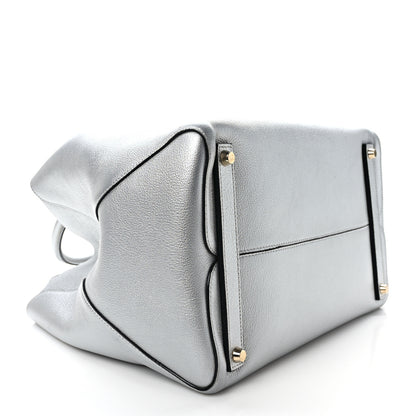 Christian Dior Metallic Supple Grained Calfskin Medium Open Bar Tote Silver 7 of 10