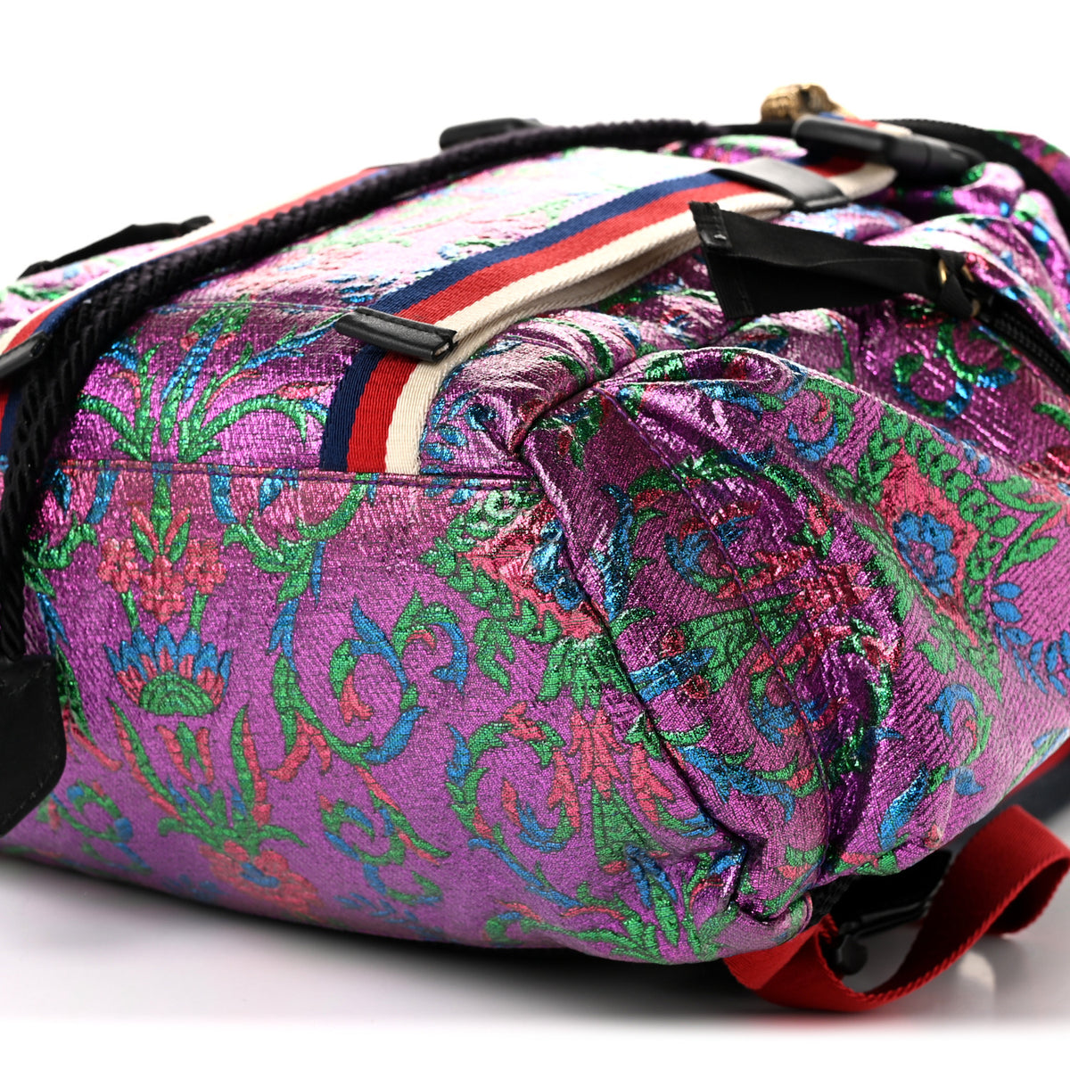 Brocade Web Small Double Buckle Backpack Multicolor