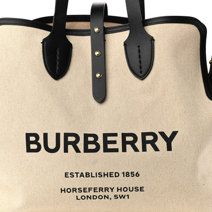 Burberry Cotton Soft Canvas Calfskin Medium Belt Tote Natural Black 7 of 9