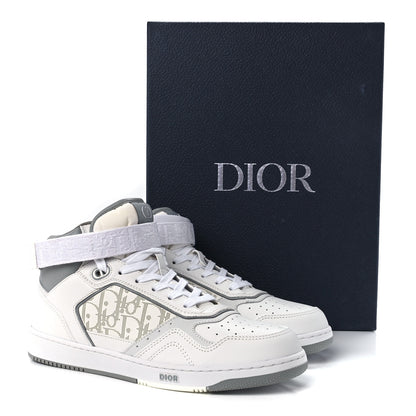 Christian Dior Smooth Calfskin Oblique Galaxy Perforated Mens B27 Mid Top Sneakers 43 White Grey 9 of 9