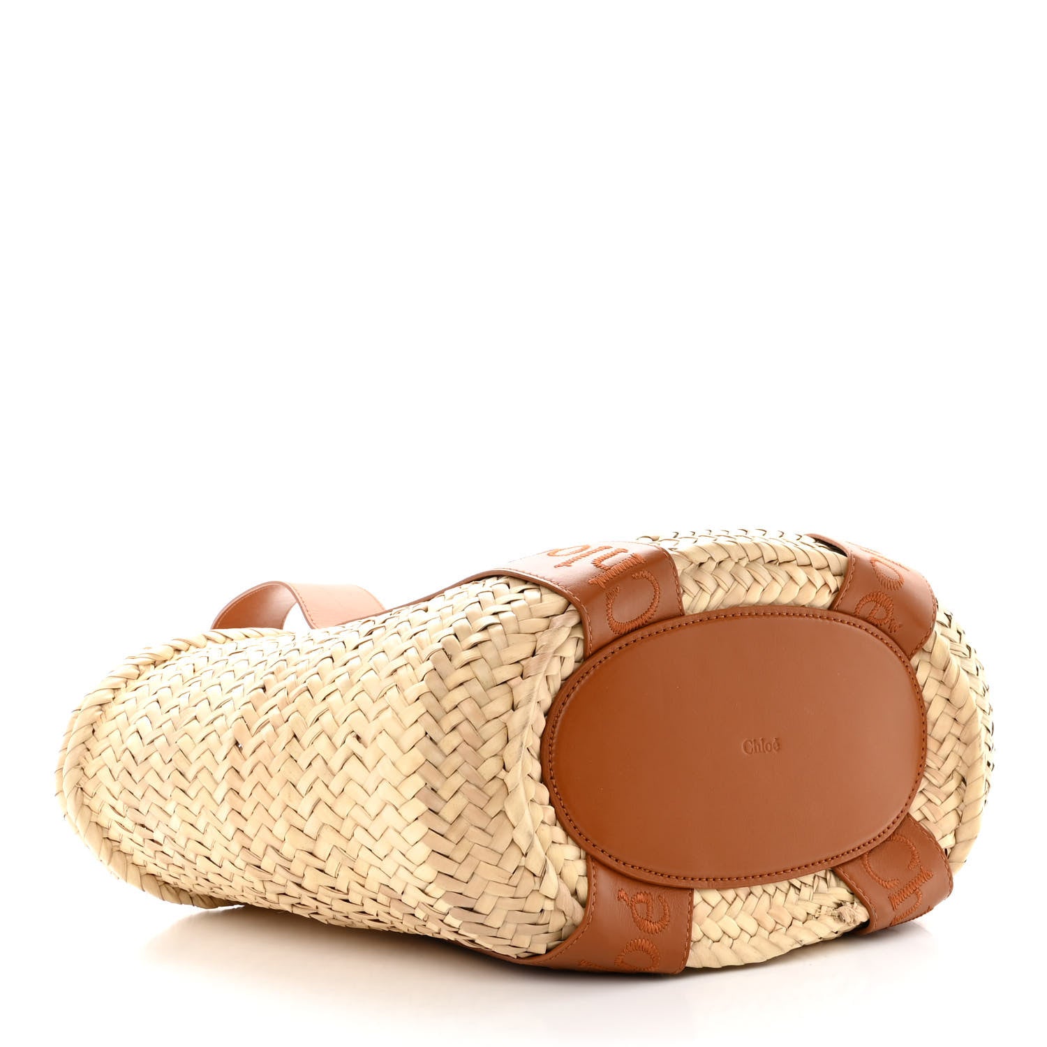 Chloe Raffia Smooth Calfskin Medium Sense Basket Caramel 4 of 12
