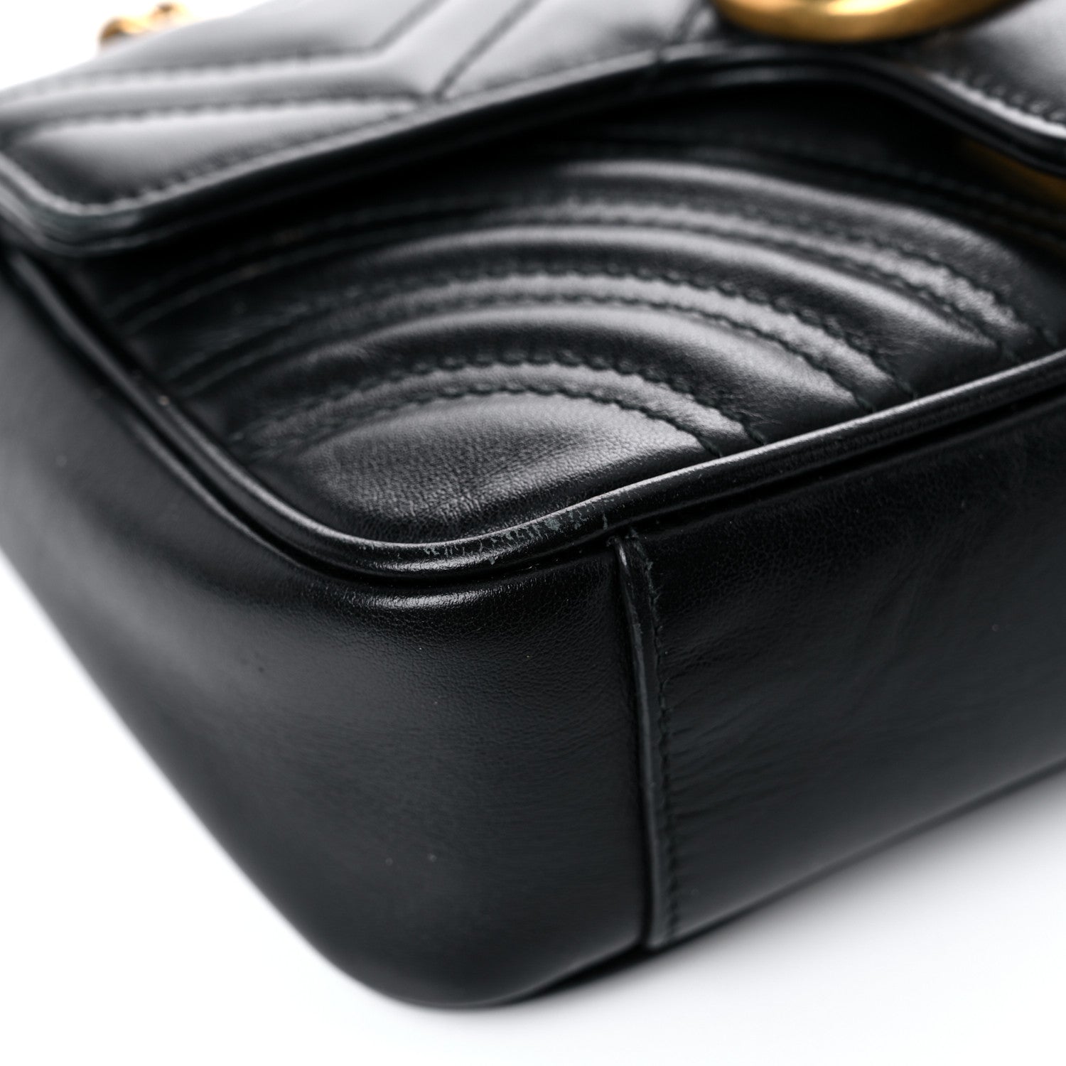 Gucci Calfskin Matelasse Mini GG Marmont Shoulder Bag Black 8 of 18