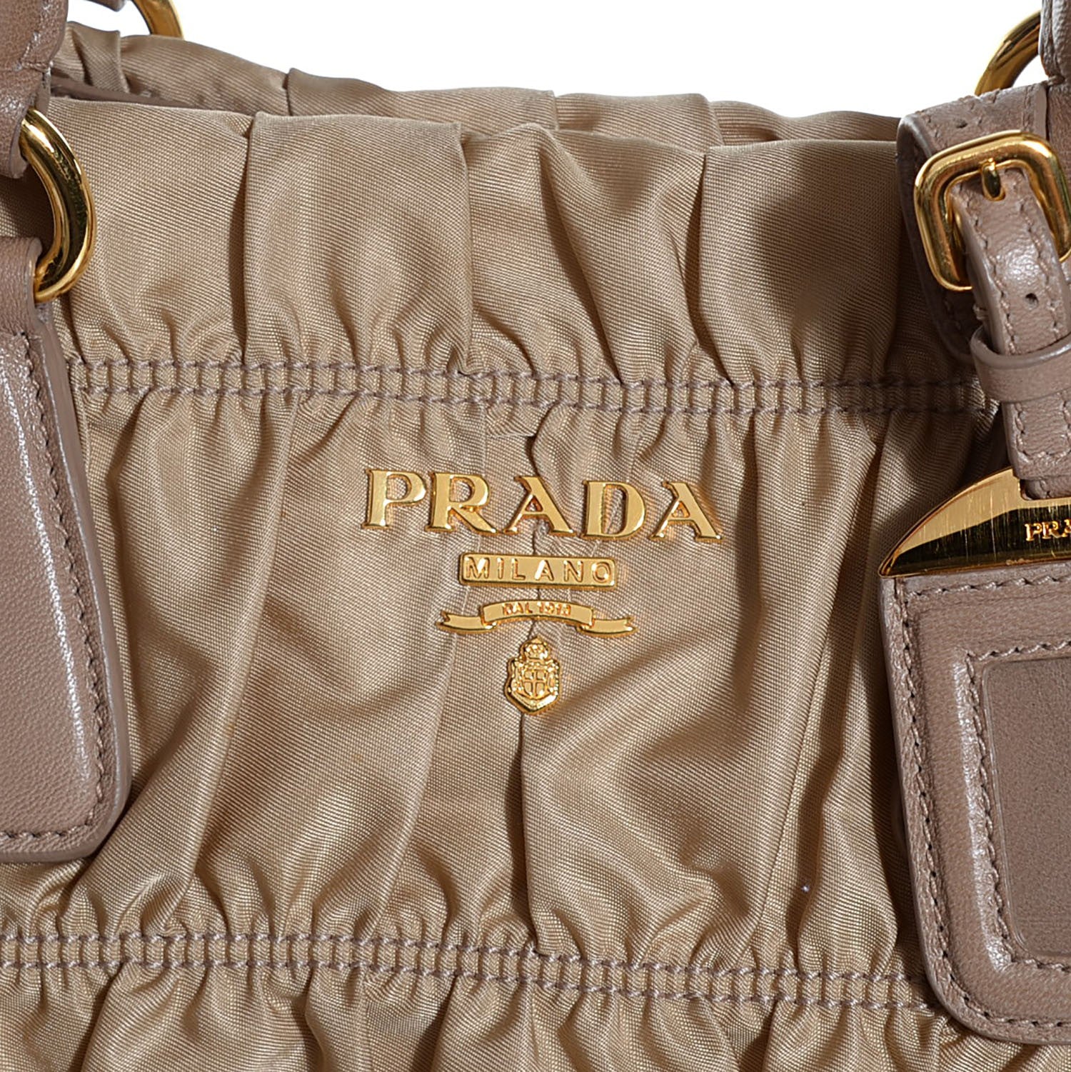 Prada Tessuto Nylon Gaufre Drawstring Tote Cammello 11 of 11