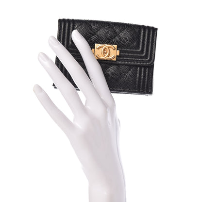 Chanel Caviar Quilted Small Boy Flap Wallet Black 2 of 7
