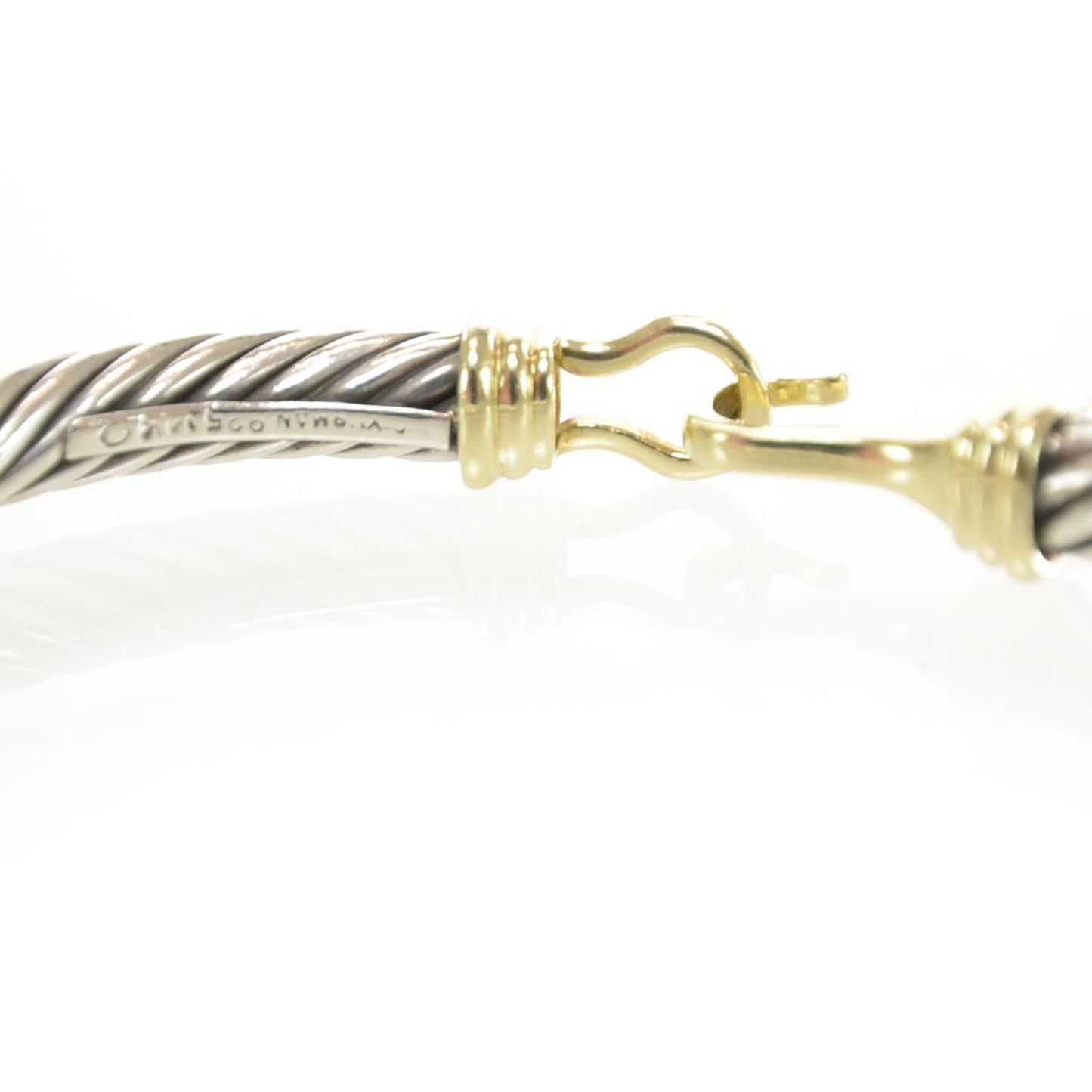 Sterling Silver 14K Yellow Gold 5mm Cable Classic Buckle Bracelet