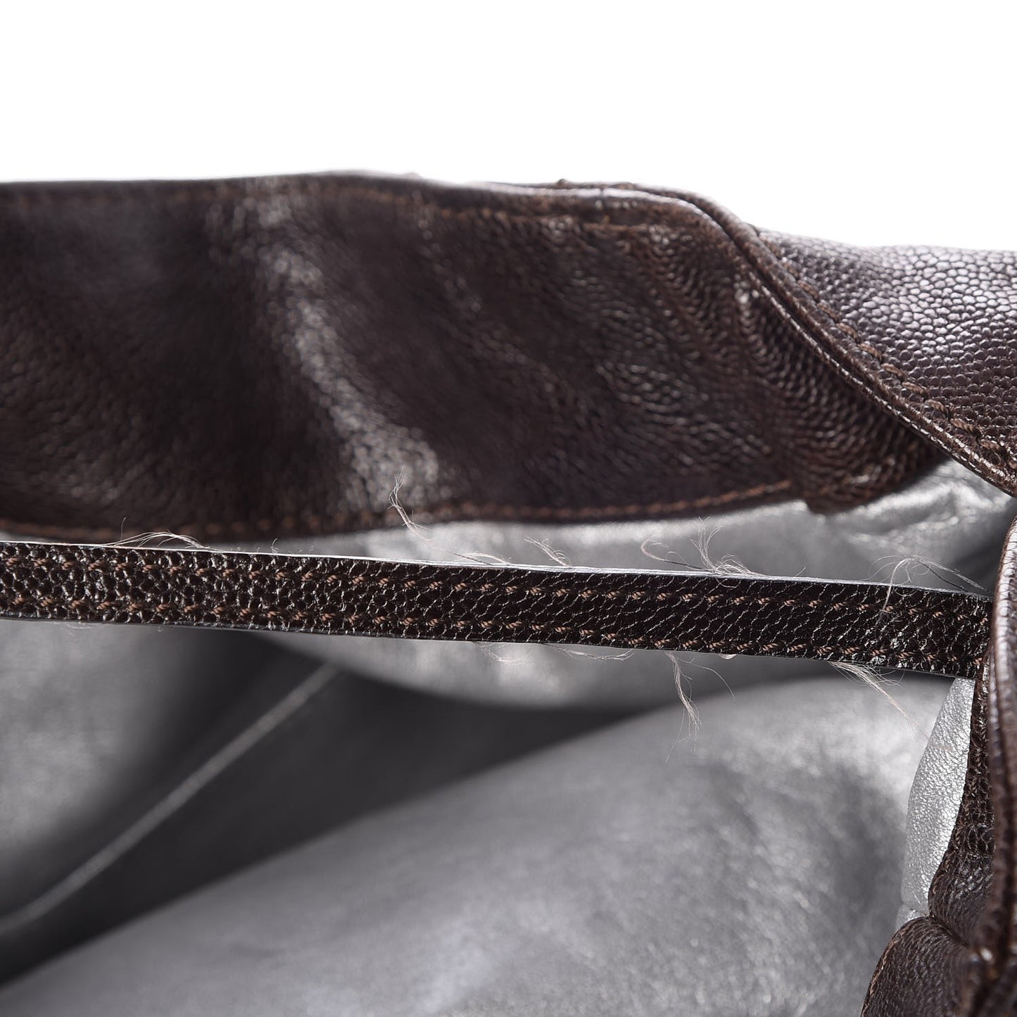 Glazed Caviar East West Modern Chain Tote Brown