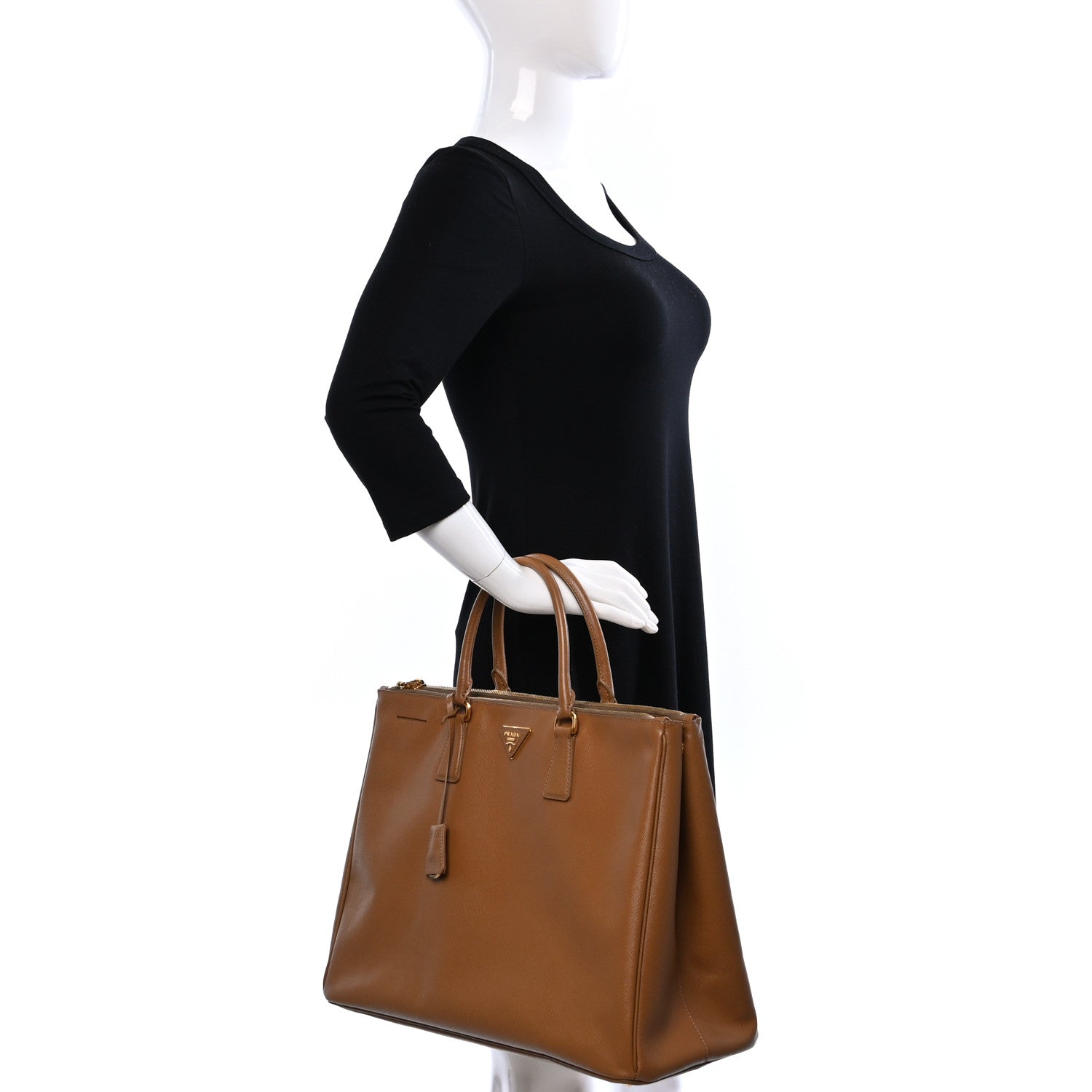 Prada Saffiano Large Galleria Double Zip Tote Caramel 2 of 8