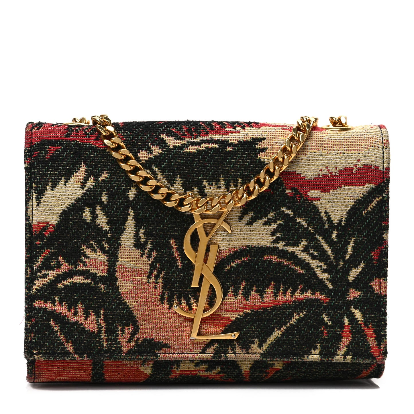 Jacquard Calfskin Sunset Small Monogram Kate Satchel Black