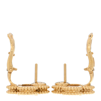 Van Cleef & Arpels 18K Yellow Gold Mother of Pearl Vintage Alhambra Earrings 3 of 5