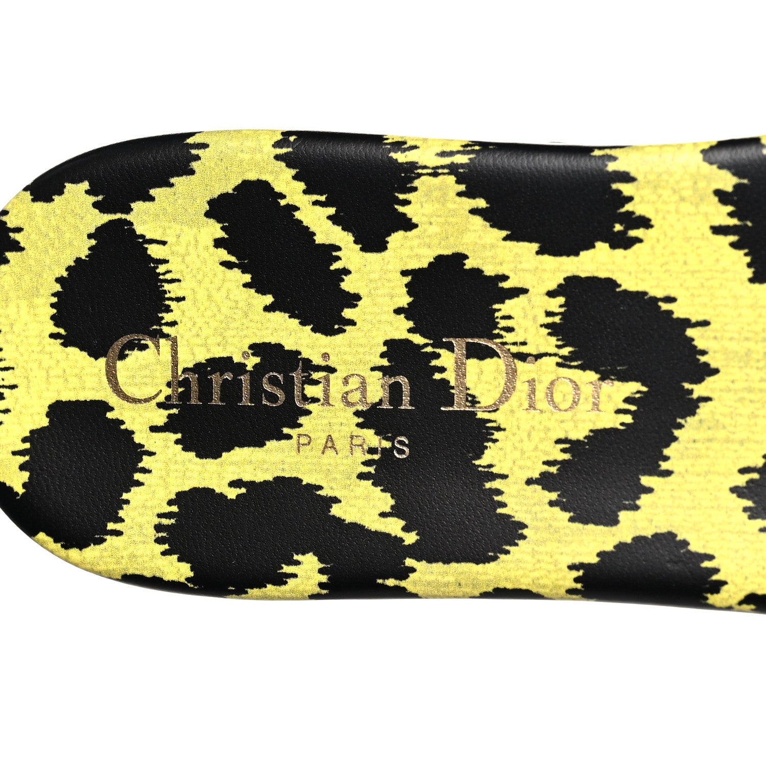 Christian Dior Calfskin Canvas Embroidered Leopard Dway Mules Slide Sandals 38 Lime Pop 8 of 9