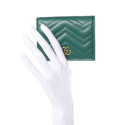 Gucci Calfskin Matelasse GG Marmont Card Case Wallet Emerald 2 of 8