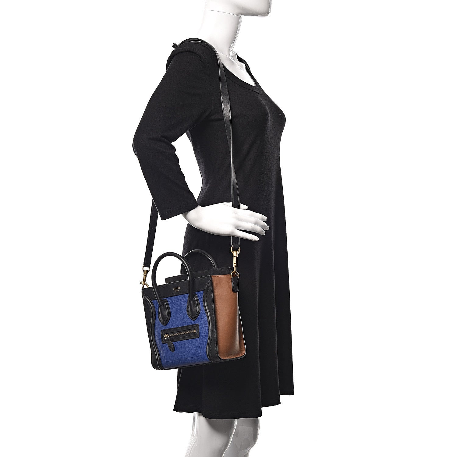 Celine Smooth Drummed Calfskin Nano Tri-Color Luggage Indigo 2 of 10