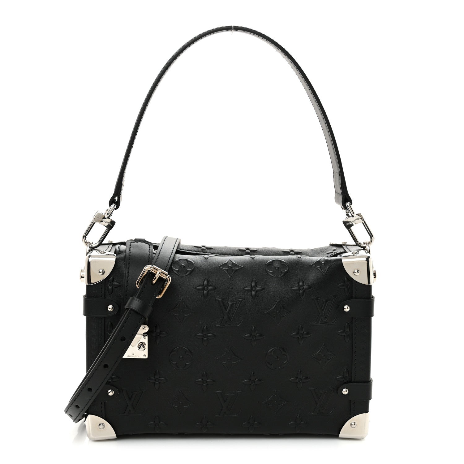 Louis Vuitton Calfskin Debossed Monogram Side Trunk Black 1 of 9