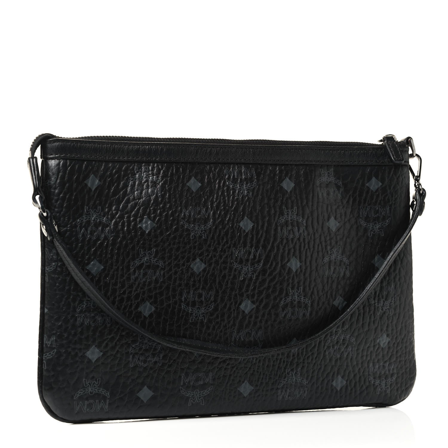 MCM Visetos Liz Shopper Tote Pouch Black 4 of 8