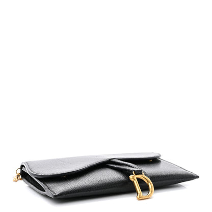 Christian Dior Goatskin Saddle Long Wallet With Chain Black 4 of 11