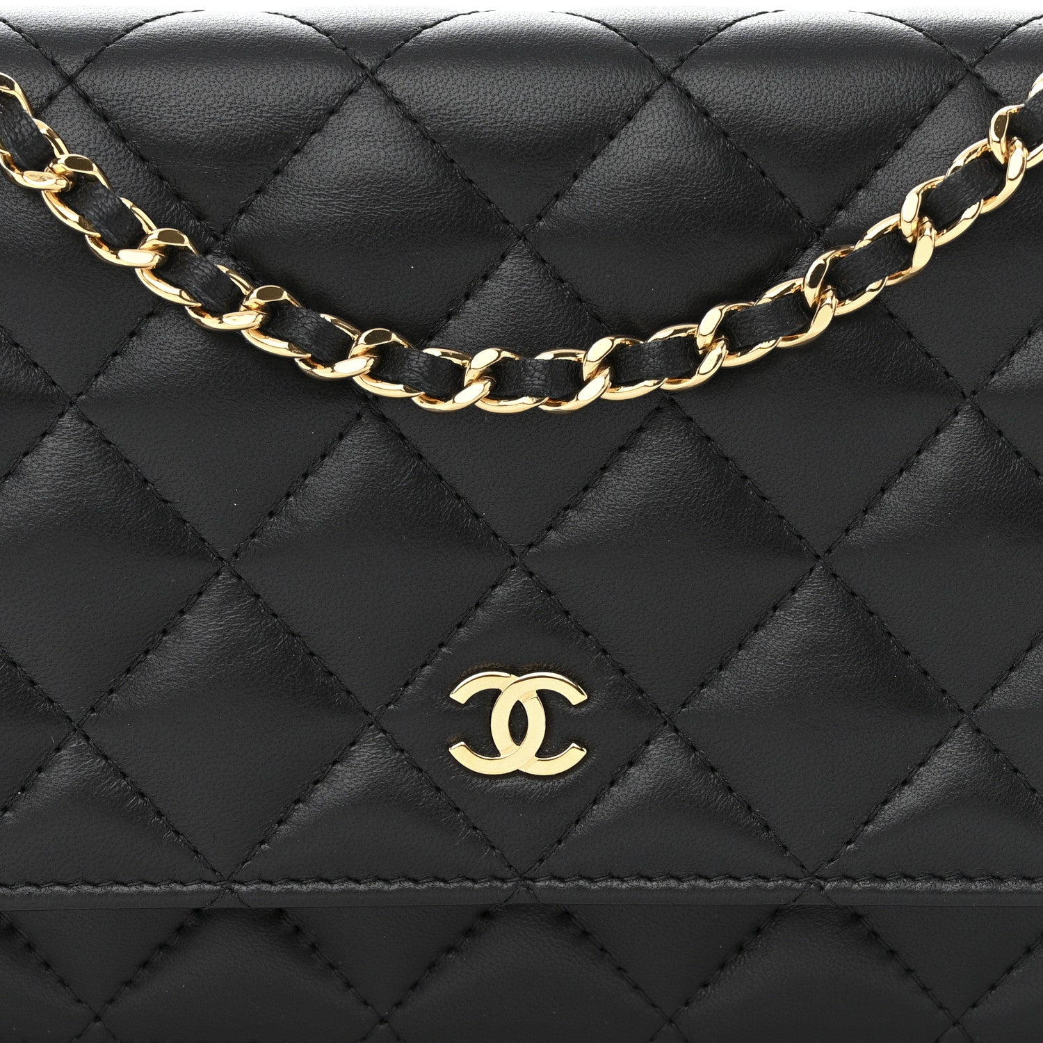 Chanel Lambskin Quilted Wallet On Chain WOC Black 9 of 12
