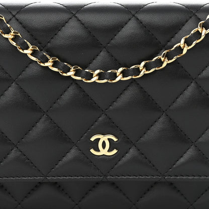 Chanel Lambskin Quilted Wallet On Chain WOC Black 9 of 12
