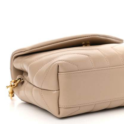 Saint Laurent Calfskin Y Quilted Monogram Toy Loulou Crossbody Bag Latte 9 of 10