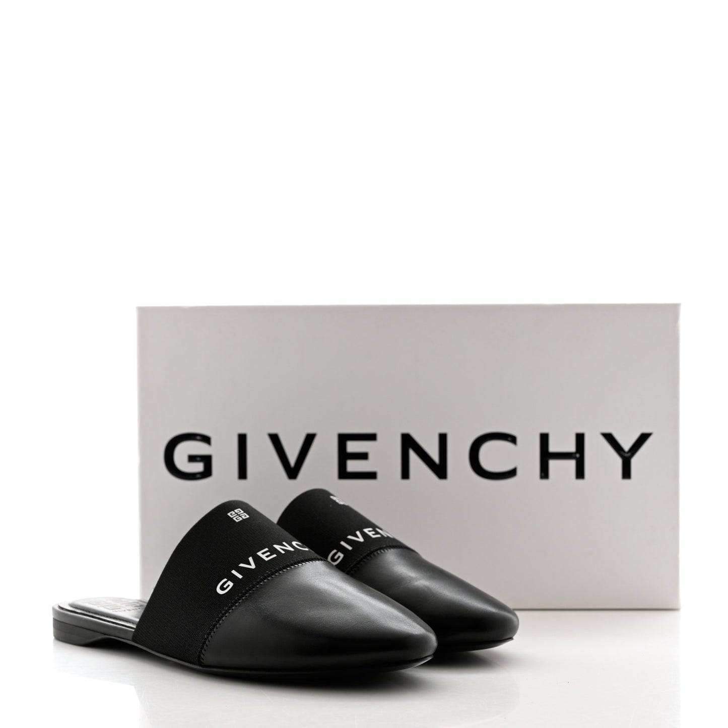 Calfskin Bedford Logo Mule Slides 38 Black