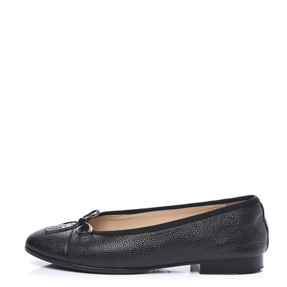 Chanel Caviar CC Cap Toe Ballerina Flats 35 Black 1 of 8