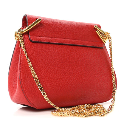 Chloe Grained Lambskin Mini Drew Shoulder Bag Plaid Red 3 of 9