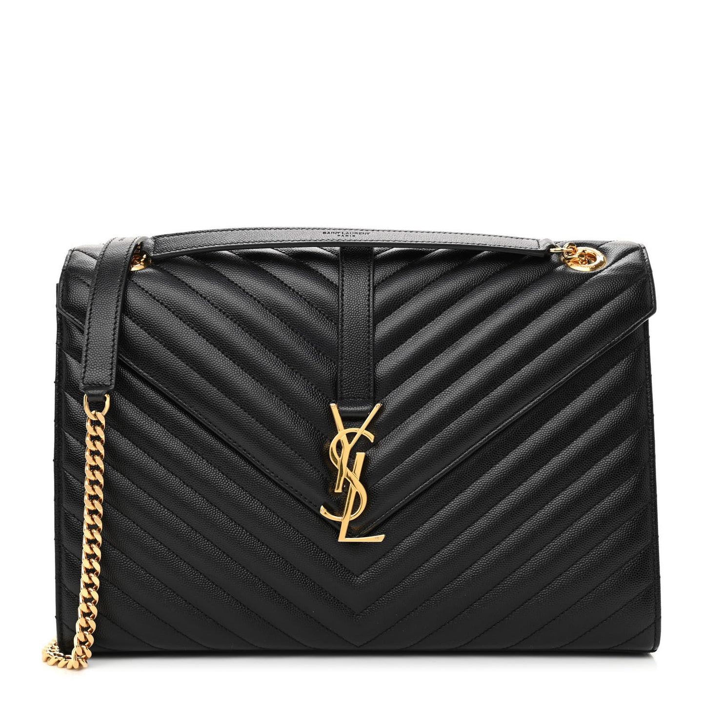 Grain De Poudre Matelasse Chevron Large Monogram Satchel Black