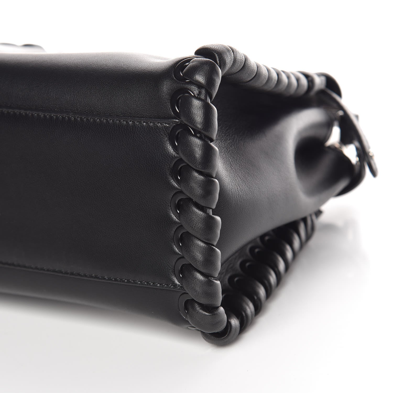 Fendi Nappa Lace Up Mini Peekaboo Iconic Satchel Black 6 of 10