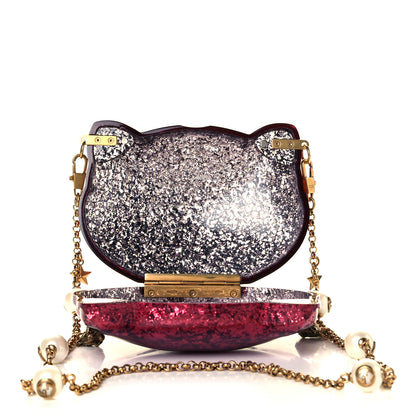 Gucci Glitter Plexiglass Kitty Clutch Red 8 of 9