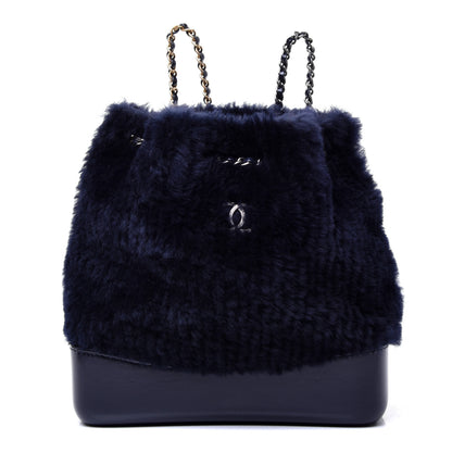 Chanel Shearling Small Gabrielle Backpack Navy 1 of 10