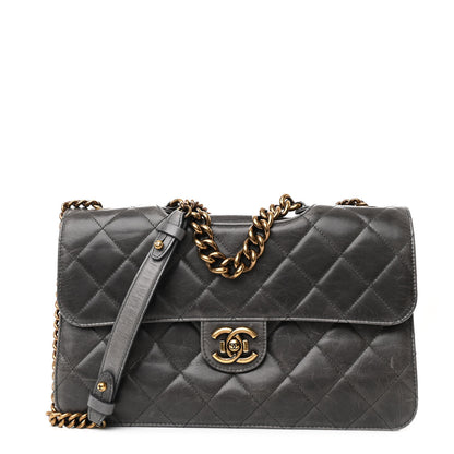 Chanel Glazed Calfskin Quilted Large Perfect Edge Flap Grey 1 of 11