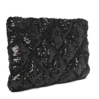 Chanel Sequins Quilted Large Chanel 19 Pouch Black 3 of 11