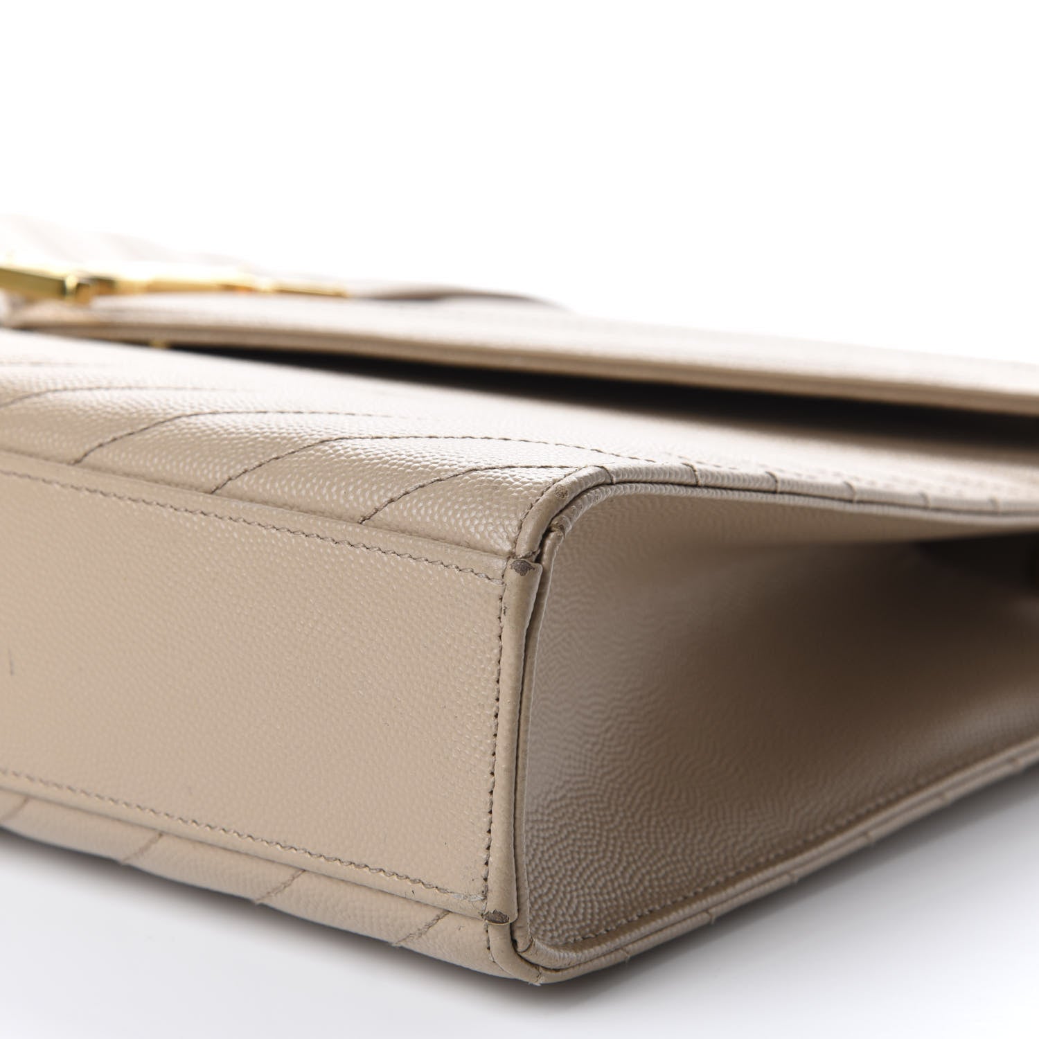 Saint Laurent Grain De Poudre Matelasse Chevron Large Monogram Satchel Dark Beige 7 of 14