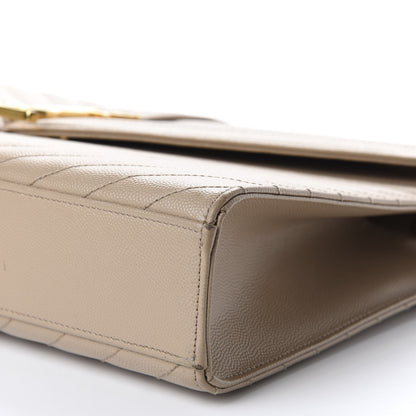 Saint Laurent Grain De Poudre Matelasse Chevron Large Monogram Satchel Dark Beige 7 of 14