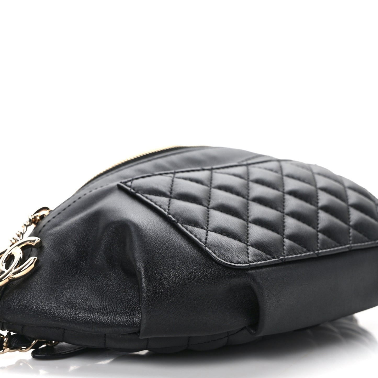 Lambskin Quilted Waist Bag Fanny Pack Black