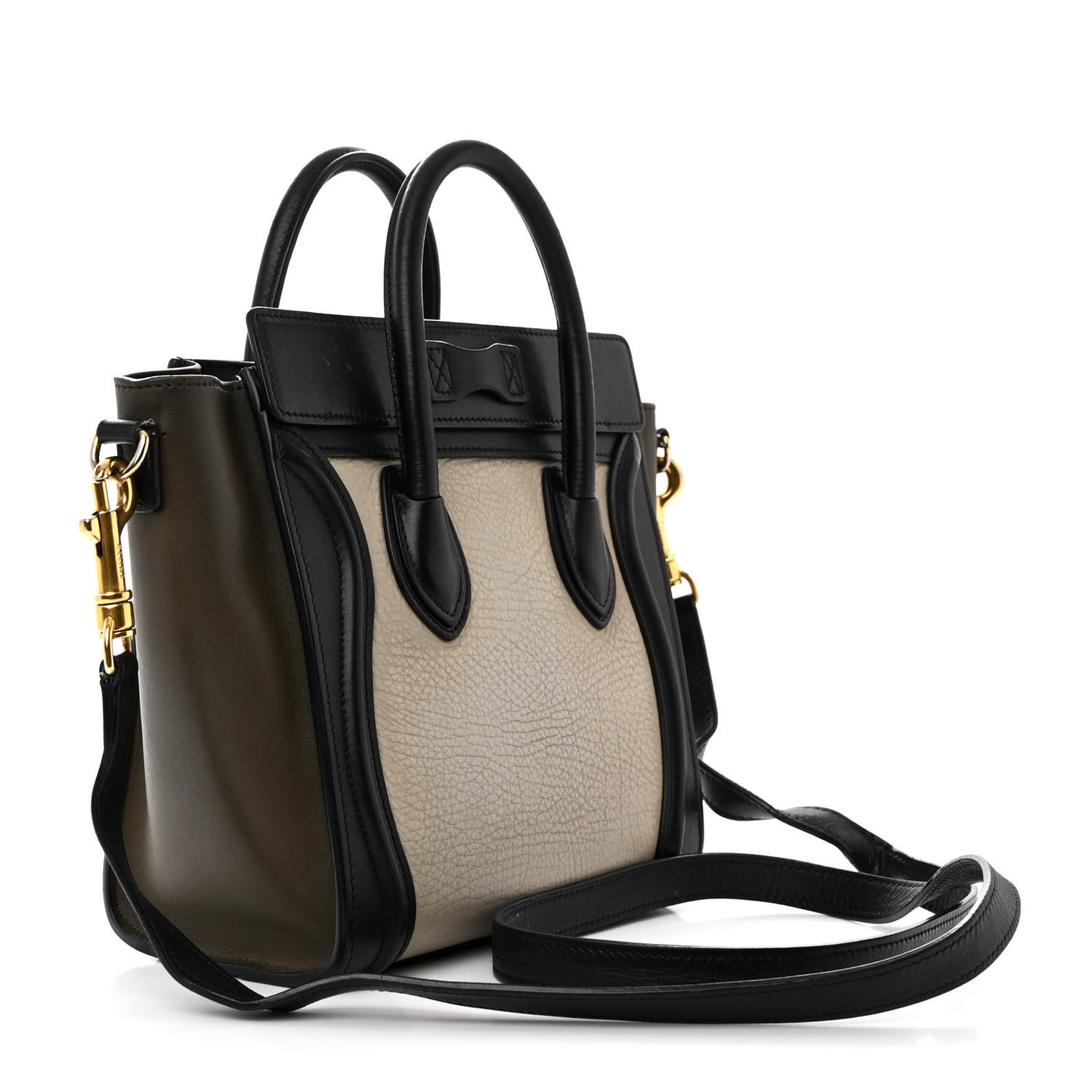 Smooth Drummed Calfskin Tri-Color Nano Luggage Olive