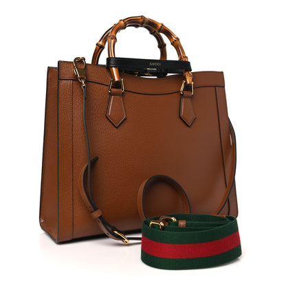 Gucci Textured Dollar Calfskin Medium Diana Tote Bag Cuir Black 3 of 9