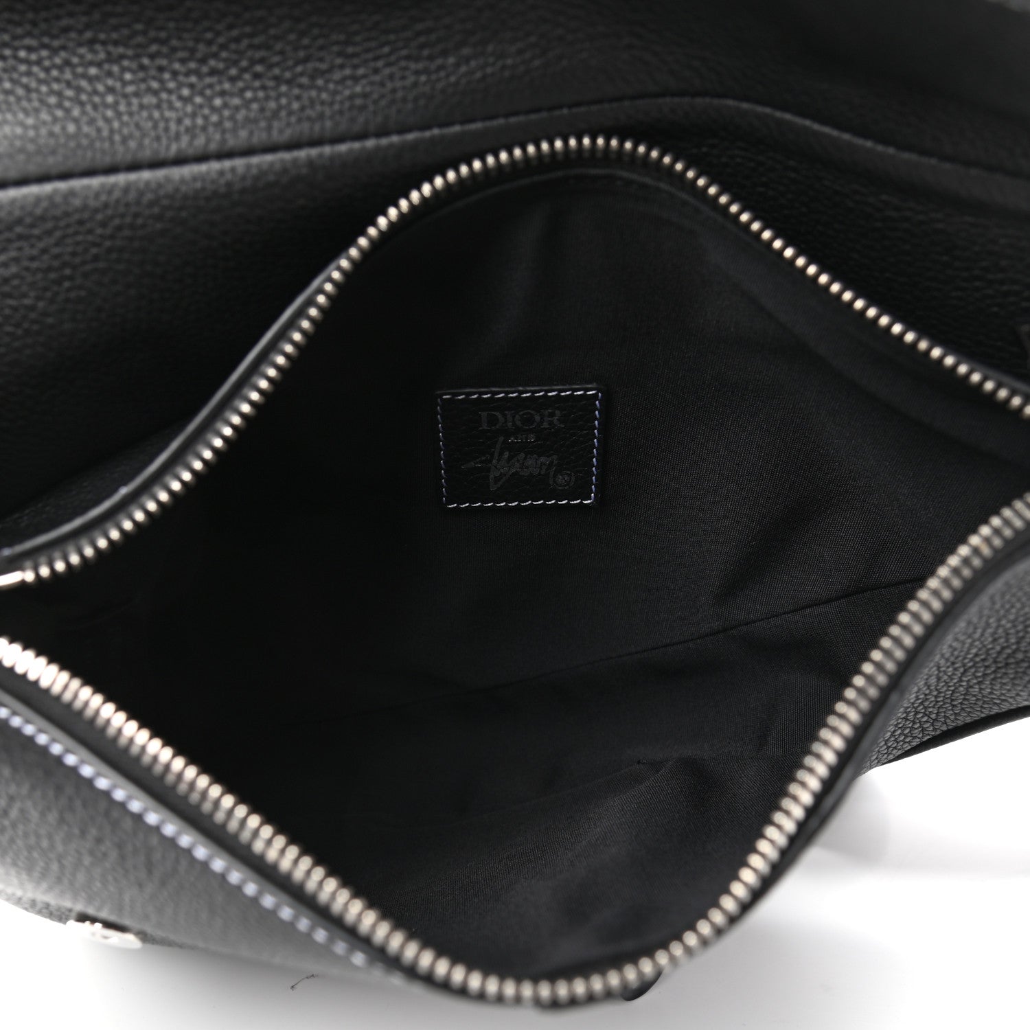 Christian Dior X SHAWN STUSSY Grained Calfskin Bee Saddle Bag Black 7 of 10