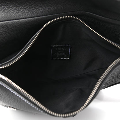 Christian Dior X SHAWN STUSSY Grained Calfskin Bee Saddle Bag Black 7 of 10