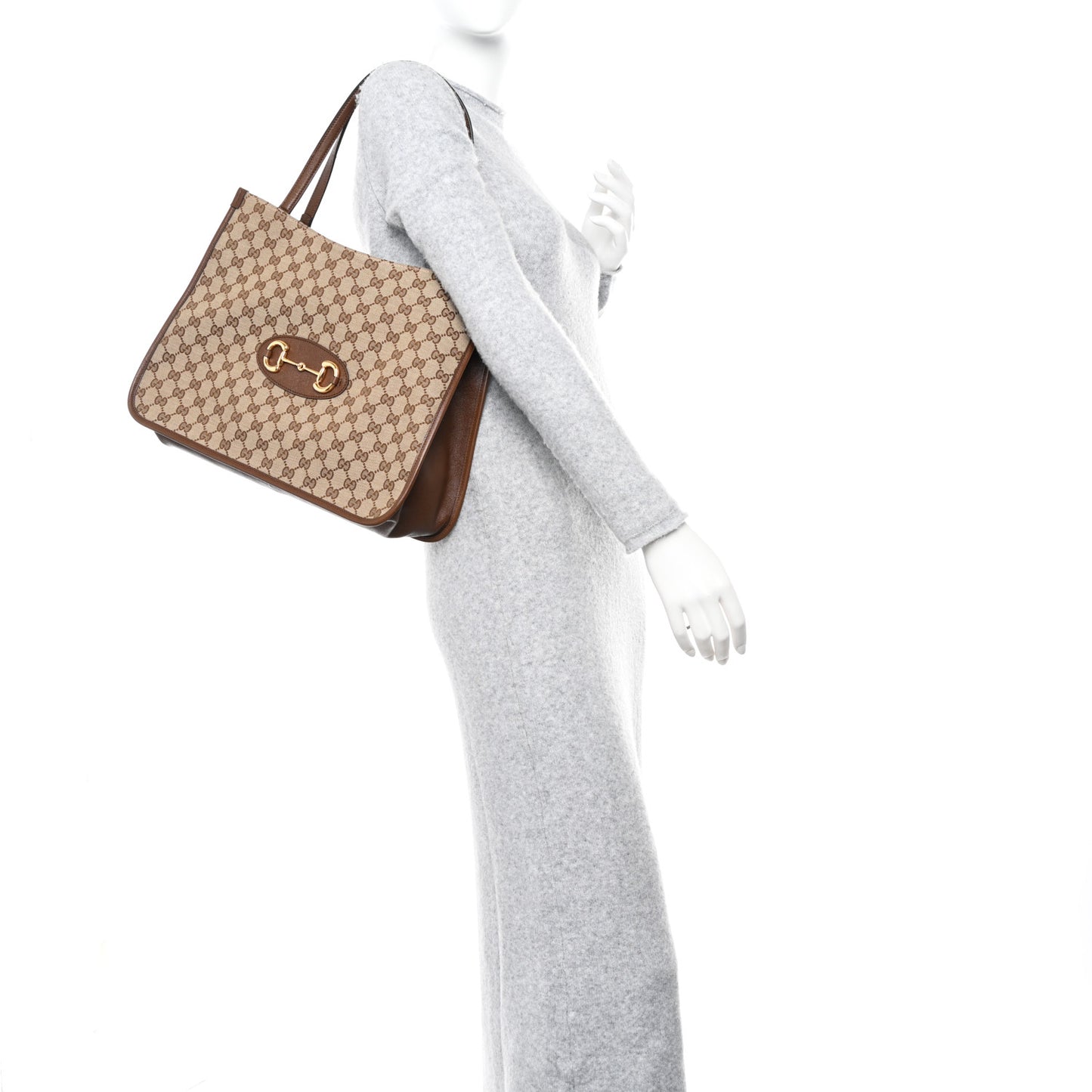 Monogram Horsebit 1955 Tote Bag Beige Brown Sugar